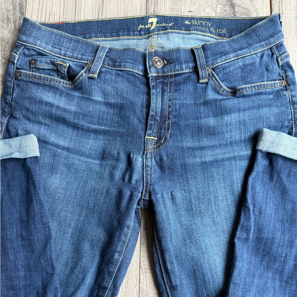 7 For All Mankind Jeans Skinny Crop & Roll Stretch 30 Women
